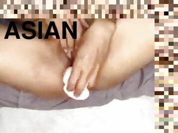 asiatisk, storatuttar, masturbation, leksak, mamma, fingerknull, flickvän, naturlig, dildo, bisexuell