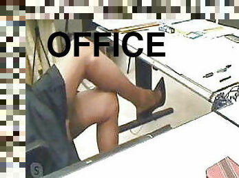 bureau-office, pieds, bas, fétiche, en-nylon, talons-hauts, jambes