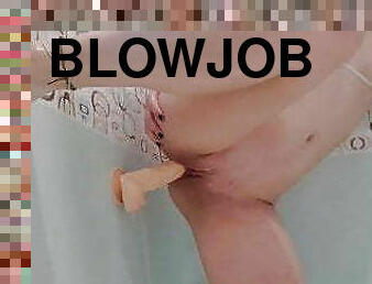 Fuck with dildo in shower 