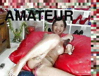 asiatique, gros-nichons, masturbation, pisser, giclée, amateur, jouet, double, gode, bisexuels