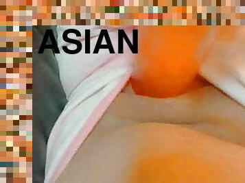asiático, masturbación, coño-pussy, prieto, consolador, privado