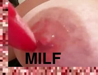 Horny Milf rubbing my big nipples with an ice. Come and suck the juices off ????