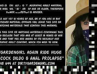 Dirtygardengirl ride huge horse cock dildo anal &amp; prolape