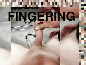 Pumping my horny cock n fingering my wet foreskin