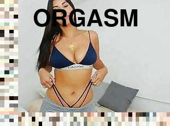 masturbação, orgasmo, esguincho, latina, dedos, langerie, webcam, belíssimo