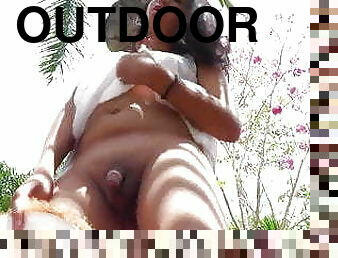 Teen Trans Tiara getting naked outdoors