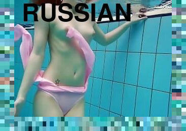 badning, russisk, skønheder, teenager, strippende, europæisk, euro, pool, søster, bruser