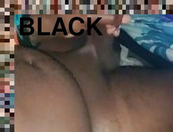 Cum with me, shaved black dick eat my cum!