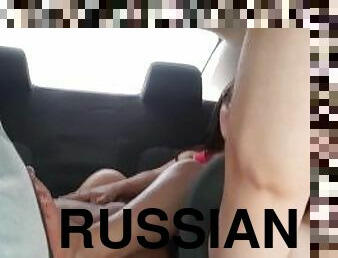 I fuck my girlfriend's delicious pussy in the back seat of the Uber, when my friend sees us she gets