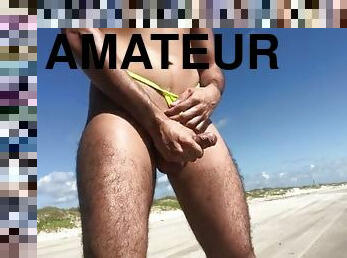 masturbation, en-plein-air, public, maigre, amateur, gay, latina, plage, string