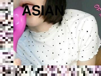 asiatisk, masturbation, orgasm, amatör, söt, dildo, ensam, koreansk