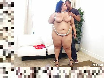 His big cock drills her giant ebony BBW fuck hole