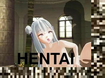 3D HENTAI Emiria Re:Zero threw her leg and fucked