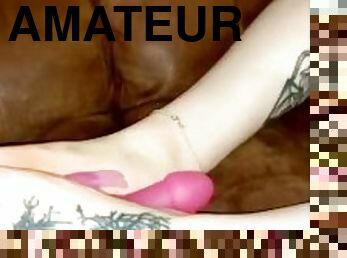 Cute feet playing with vibrator