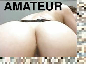 cul, chatte-pussy, amateur, ados, latina, butin, chevauchement, gode, bout-a-bout, brunette