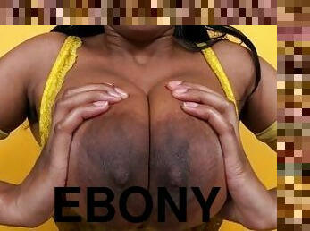 gros-nichons, mamelons, ébène, ados, black, naturel, seins