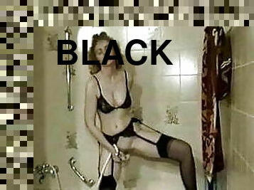 mandi, mastubasi, amatir, jerman, hitam, stocking-stockings, mandi-shower, nilon