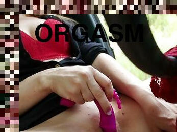 masturbation, orgasm, publik, amatör, brudar, leksak, bil, rödhårig, park