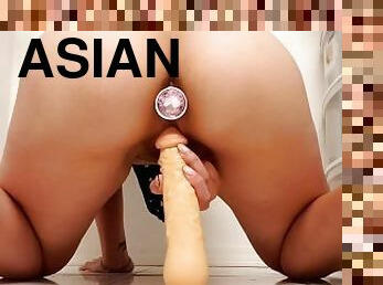 asiatisk, fisse-pussy, amatør, anal, teenager, legetøj, dobbelt, fødder, tøs, snæver