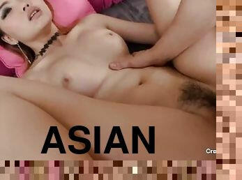 asiatisk, store-pupper, gammel, interracial, tenåring, intervju, creampie, pov, thai, ung-18