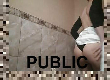 cul, gros-nichons, mamelons, fête, public, russe, amateur, naturel, toilette, solo