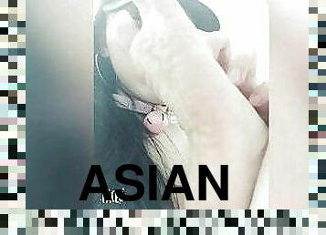 asiatisk, shemale, amatör, ladyboy, fötter, sprut, kinesisk, sugande, tår