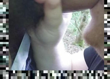 Sucking a hot cock in the woods til he came down my throat