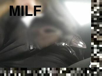 Real MILF public car masturbation during work break moaning orgasm