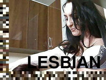 LESBIAN ACTION IN KITCHEN WITH VEGETABLES AND FINGERING