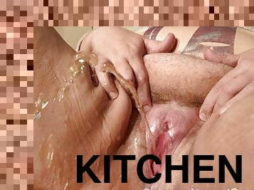 mijando, cona-pussy, esguincho, amador, compilação, casal, bbw, cozinha, fetiche, sozinho