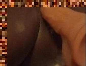 cul, grosse, chatte-pussy, amateur, anal, ébène, jouet, black, belle-femme-ronde, double