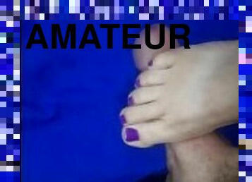 amateur, énorme-bite, branlette, belle-femme-ronde, pieds, point-de-vue, bite, orteils