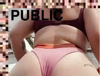 röv, publik, amatör, brudar, knubbig, pool, fetisch, ensam, bikini, vit