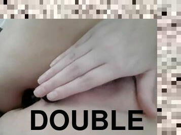 First time double plugged with butt plugged and pussy plugged Part 2 - Solo double penetration