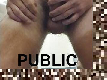 Public wank in the toilet