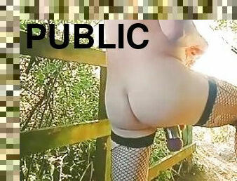 Fishnets and naked beside road