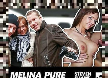 HORNY MILF FUCKED IN CAR: THREESOME IN PARKING LOT: MELINA PURE! StevenShameDating