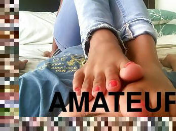 amateur, pieds, bas, fétiche, taquinerie