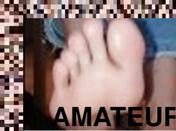 amatör, fötter, fetisch, footrunk