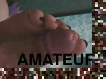 Teasing edging precum out of big fat cock with my perfect yummy feet :3