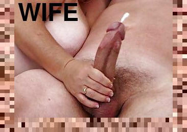 BBW wife drains my balls with a slow sensual handjob