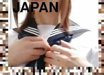 colegiala-schoolgirl, amateur, lesbiana, adolescente, japonés, lencería, fetichista, a-solas, uniforme, realidad