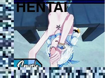 POV mouth fucking Kiana Kaslana on a table - Honkai Impact 3 Hentai.