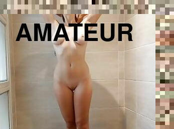 Fucking Myself in the Shower  Gorgeous Amateur Babe Takes 8 inch Dildo and LOVES IT  AdamRiverLove