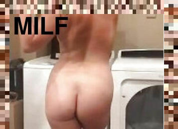 Horny house MILF on laundry day