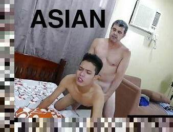 asiatisk, pappa, gammal, mogen, avsugning, gay, ung18, action, äldre, farsan