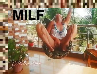 Hot barefoot milf Smoking, playing her tits and pussy on the balcony - Tik Tok Abella Love