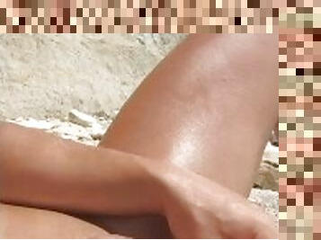 nice beach cock handjob