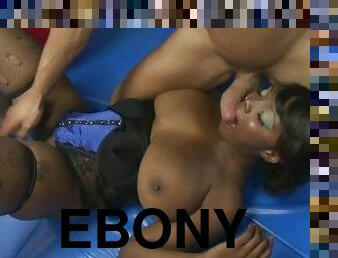 Chubby Ebony Bouncing On MMA Fighter's Big Cock