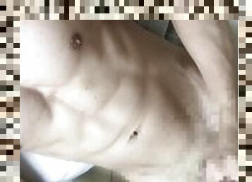 asiatique, masturbation, amateur, gay, maison, japonais, branlette, ejaculation, solo, musclé